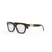 Fendi Fyrkantiga acetatsolglasögon med guld FF-logotyp Brown, Unisex