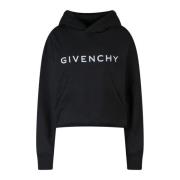 Givenchy Svart Bomullshuvtröja med Fransig Botten Black, Dam