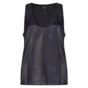 Pinko Ärmelös silkesatin topp Black, Dam