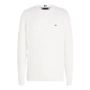 Tommy Hilfiger Aslappnad Pform Stickad Tröja White, Herr