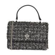 Tory Burch Svart Chevron Tweed Mini Plånbok Black, Dam