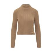 Michael Kors Ribbad stickad turtlenecktröja Brown, Dam