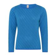 Skovhuus Speciell Rutig Pullover Blus Blue, Dam