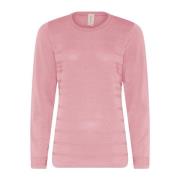 Skovhuus Strukturerad O-Neck Pullover Blus Pink, Dam