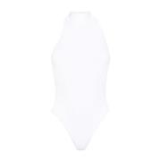 Alaïa Ärmlös Turtleneck Bodysuit White, Dam