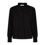 Co'Couture Feminin Blus med Volanger och Smock Manschetter Black, Dam