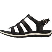 Geox Bekväma platta sandaler för kvinnor Black, Dam