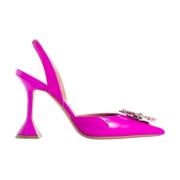 Amina Muaddi Orkidé Patentläder Slingback Pumps Pink, Dam