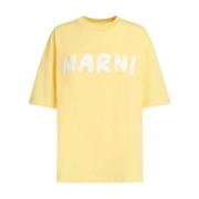 Marni Gula Logo Print T-shirts och Polos Yellow, Dam