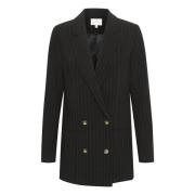 Gestuz Pinstripe Blazer Black, Dam