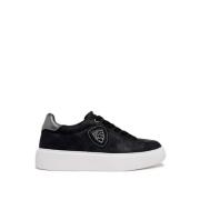 Blauer Svarta Sneakers med Elegant Logo Black, Dam