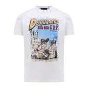 Dsquared2 Bomull T-Shirt med Multifärgad Tryck White, Herr