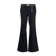 Michael Kors Indigo Rinse Flare Chain Belt Jeans Black, Dam