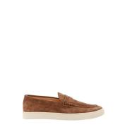 Brunello Cucinelli Suede Loafer med Logo Print Brown, Herr