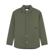 Maison Kitsuné Vadderad Overskjorta med Djärv Räv Patch Green, Herr