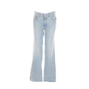 Off White Blå Slitna Baggy Chino Jeans Blue, Dam