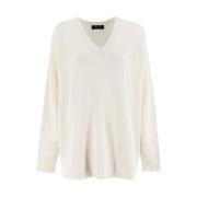 Fabiana Filippi Mjuk Cashmere V-Hals Skjorta White, Dam