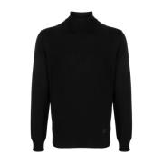 Corneliani 100% Virgin Wool Rollneck Sweater Black, Herr