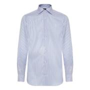 Boggi Milano Slim Fit Randig Bomullstwill Skjorta Blue, Herr