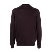 Corneliani 100% Virgin Wool Rollneck Sweater Purple, Herr
