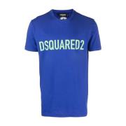 Dsquared2 Bomull T-shirt, Tillverkad i Italien, Storlek M Blue, Herr