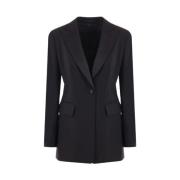 Max Mara Svart ull- och mohairjacka med satinrevers Black, Dam