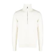 Tom Ford Lyxig Wool/Cashmere Half-Zip Sweater White, Herr