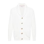 Brunello Cucinelli Panama Cardigan White, Herr