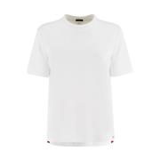 Kiton Bomull Crew Neck T-shirt White, Dam