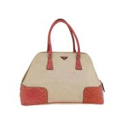 Prada Vintage Pre-owned Canvas handvskor Beige, Dam