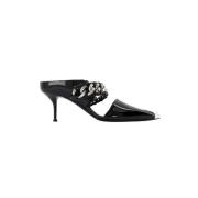 Alexander McQueen Svarta lädersandaler med 6 cm klack Black, Dam