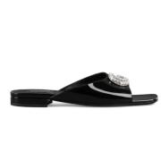 Gucci Svarta Patentläder Slides Black, Dam