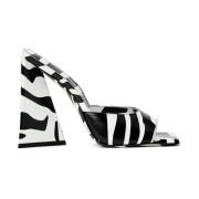 The Attico Zebra Print Lädermules Black, Dam