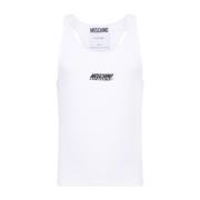 Moschino Vita T-shirts och Polos med Bronsdetalj White, Herr