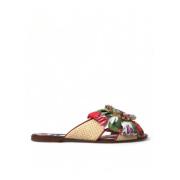 Dolce & Gabbana Platta sandaler med blommönster Multicolor, Dam