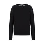 Armani Exchange Bomullsblandning Crewneck Sweater med Logo Black, Dam