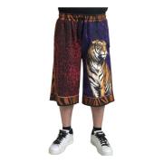 Dolce & Gabbana Multifärgad Tiger Print Shorts Multicolor, Herr