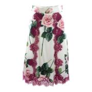 Dolce & Gabbana Blommig Midi Kjol för Kvinnor Pink, Dam