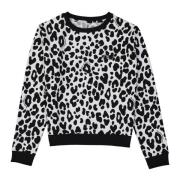 Moschino Svart Leopardmönstrad Sweatshirt för Kvinnor Black, Dam