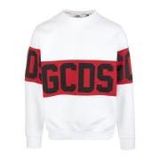 Gcds Vit Logosweatshirt för Män White, Herr