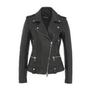 Dondup Läder Bikerjacka Black, Dam