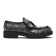 Prada Svarta Rhinestone Läderloafers Black, Herr