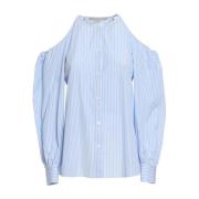 Stella McCartney Blå Bomullsskjorta med Öppna Axlar Blue, Dam