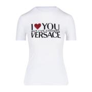 Versace Stilren Vit Logotyp T-Shirt White, Dam