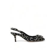 Dolce & Gabbana Kristall Leopard Slingback Pumps Gray, Dam
