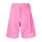 Alexander McQueen Rosa Logo-Print Bomullsshorts Pink, Herr