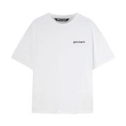 Palm Angels Logo Vit T-shirt med Ficka White, Herr