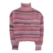 Ottod'Ame Färgglad Glitter Turtleneck Sweater Pink, Dam