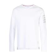 Thom Browne Långärmad T-shirt i Milano-bomull med 4 Bar Stripe White, ...