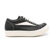 Rick Owens Vintage Svart och Vit Läder Sneakers Black, Dam